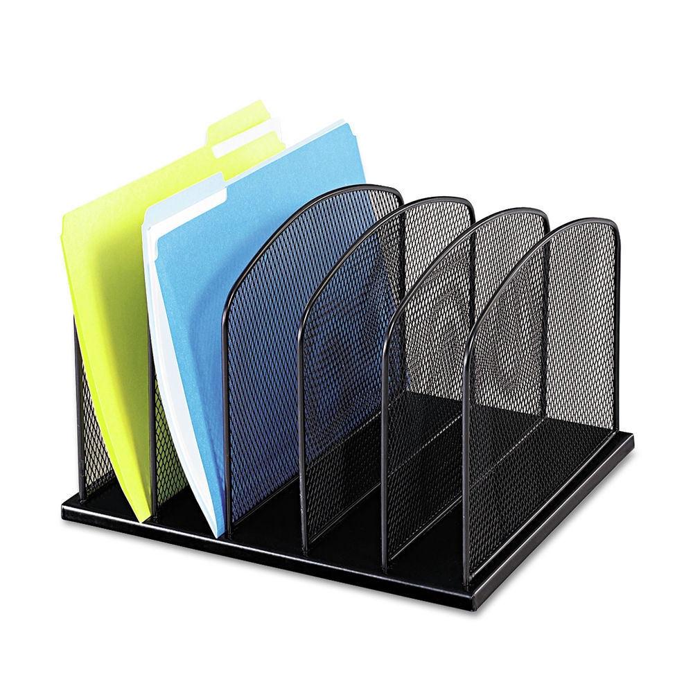 SAFCO Onyx Mesh Desk Organizer With Upright Sections, 5 Sections, Letter To  Legal Size Files, 12.5 X 11.25 X 8.25, Black - Mfr Part# 3256BL