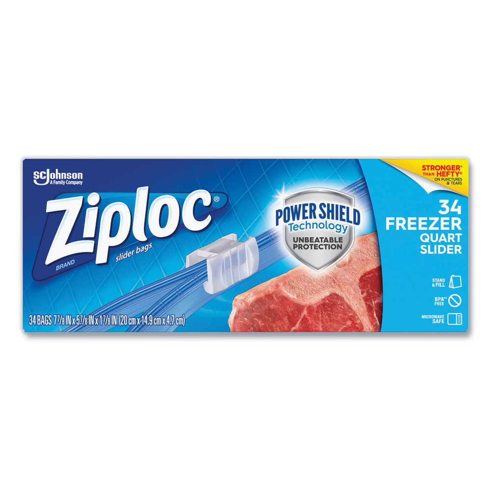 Slider Freezer Bags, 1 qt, 1.75 mil, 5.88