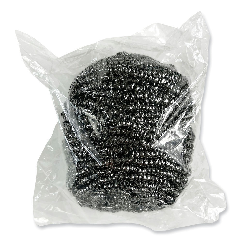 Stainless Steel Scrubber, Large Size, 2.5 x 2.75, Steel Gray, 12/Carton