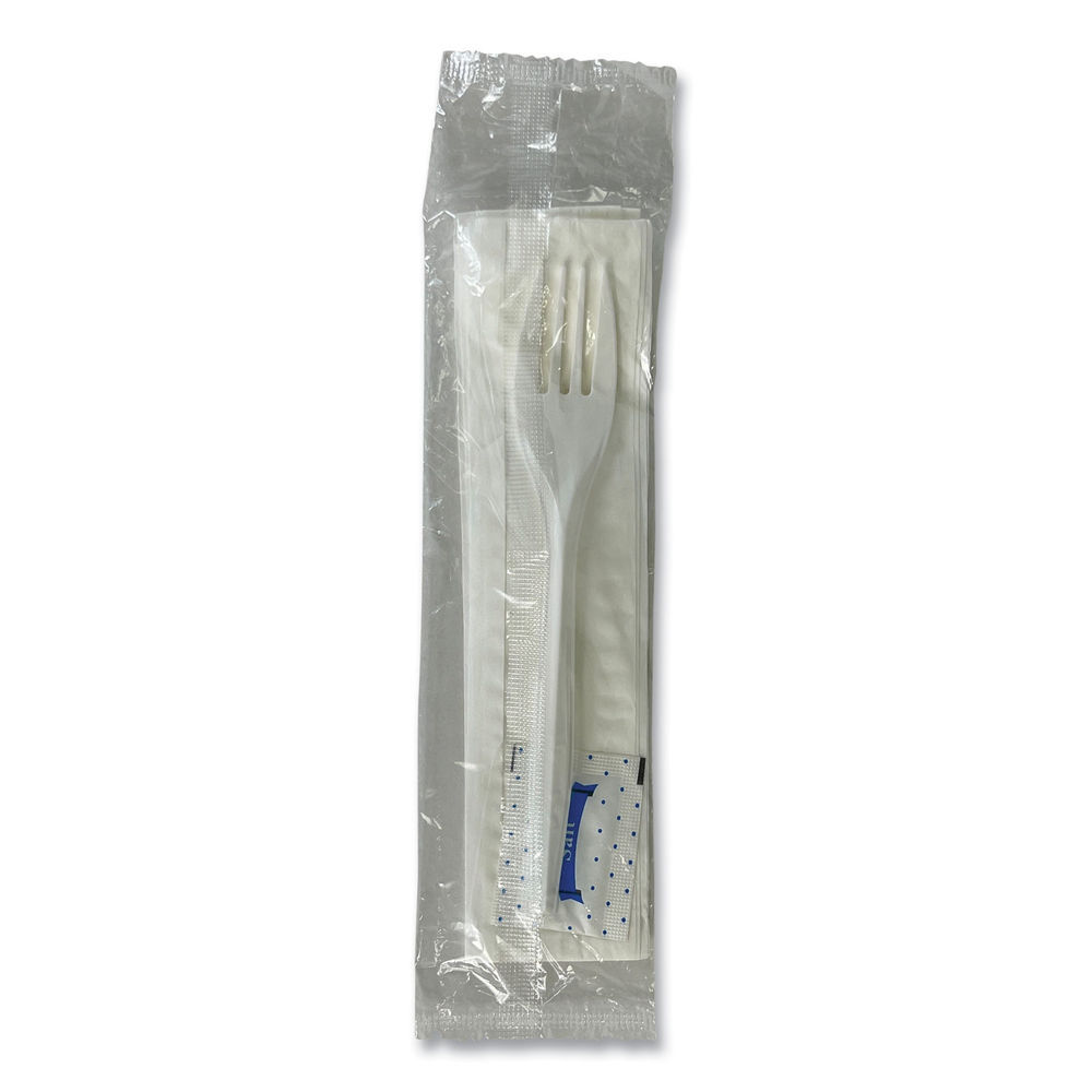 Three-Piece Utensil Set, Fork/Napkin/Salt Packet, White, 500/Carton Three-Piece Utensil Set, Fork/Napkin/Salt Packet, White, 500/Carton