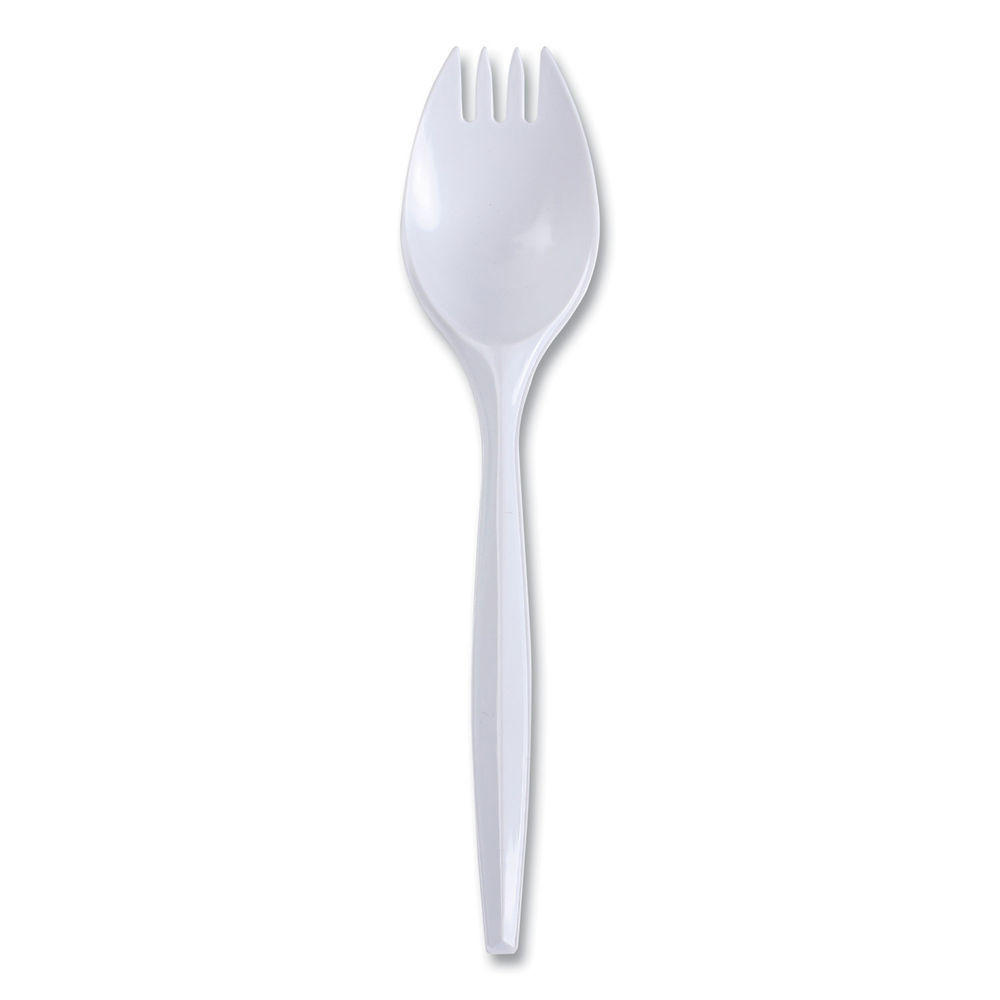 Mediumweight Wrapped Polypropylene Cutlery, Spork, White, 1,000/Carton Mediumweight Wrapped Polypropylene Cutlery, Spork, White, 1,000/Carton