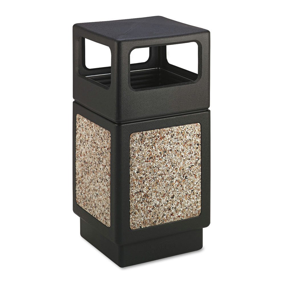 Safco Canmeleon Indoor/Outdoor Open Top Pentagon Trash Can 30 Gallon Black