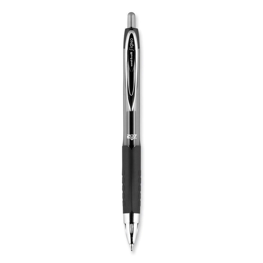 uniball Signo 207 Gel Pen, Retractable, Medium 0.7 Mm, Black Ink,  Smoke/black Barrel, Dozen - Mfr Part# 33950