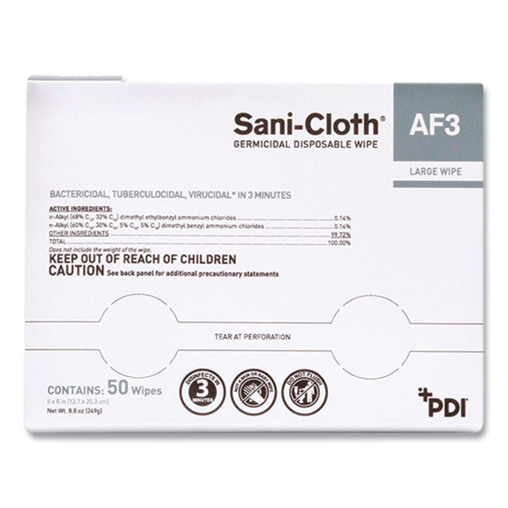 Sani-Cloth AF3 Individually Wrapped Germicidal Disposable Wipes, X-Large, 1-Ply, 11.75 Sani-Cloth AF3 Individually Wrapped Germicidal Disposable Wipes, X-Large, 1-Ply, 11.75
