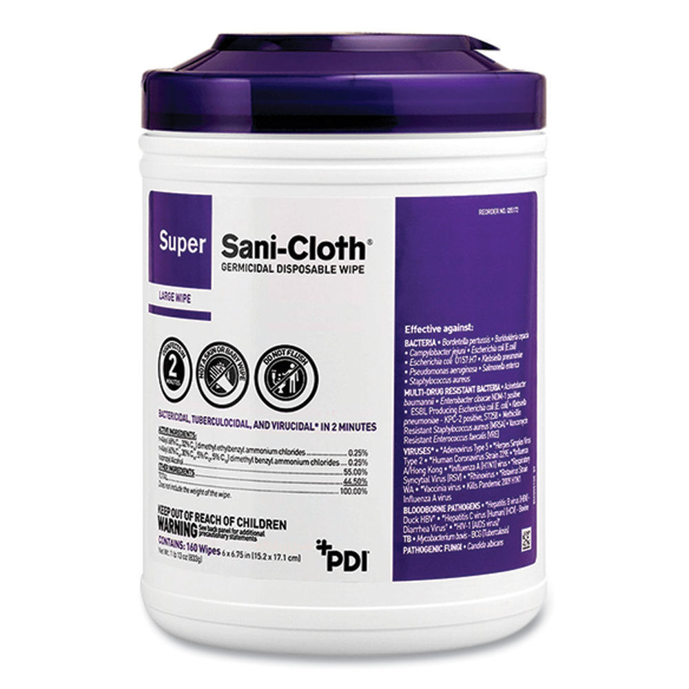 Sani-Cloth AF3 Germicidal Disposable Wipe Refill, Extra-Large, 1-Ply, 7.5 x 15, Unscented, White, 160 Wipes/Bag,2 Bags/Carton