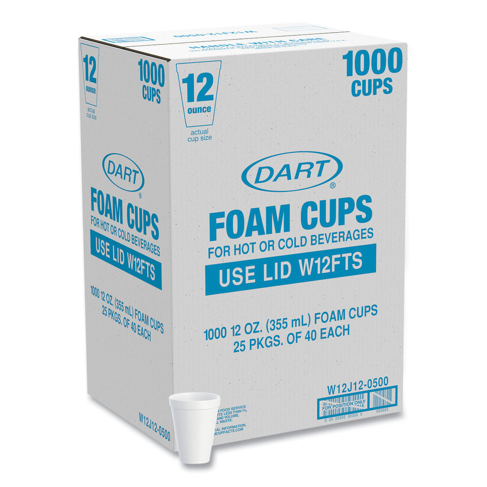 12 oz. DART Styrofoam Cups 12J12 - Office Coffee Service