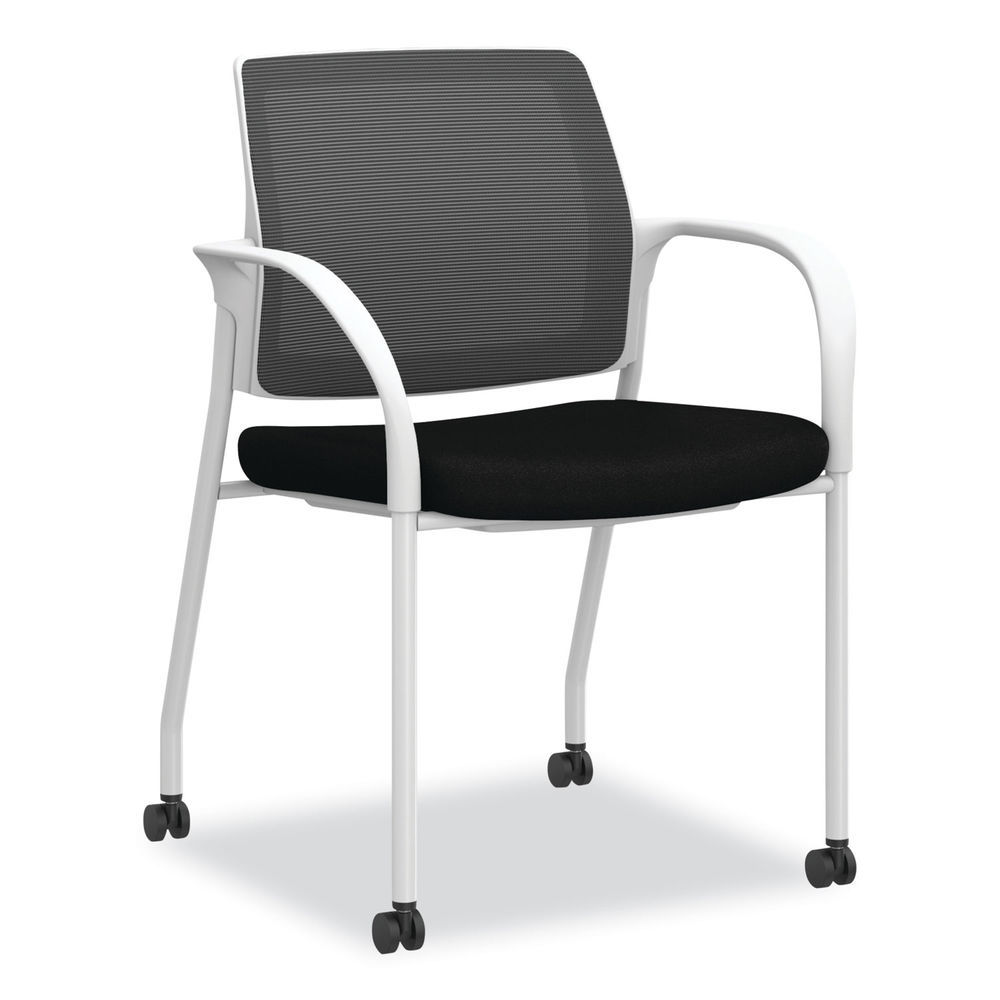 Ignition Series Mesh Back Mobile Stacking Chair, Fabric Seat, 25 x 21.75 x 33.5, Basalt/Black, Ships in 7-10 Business Days