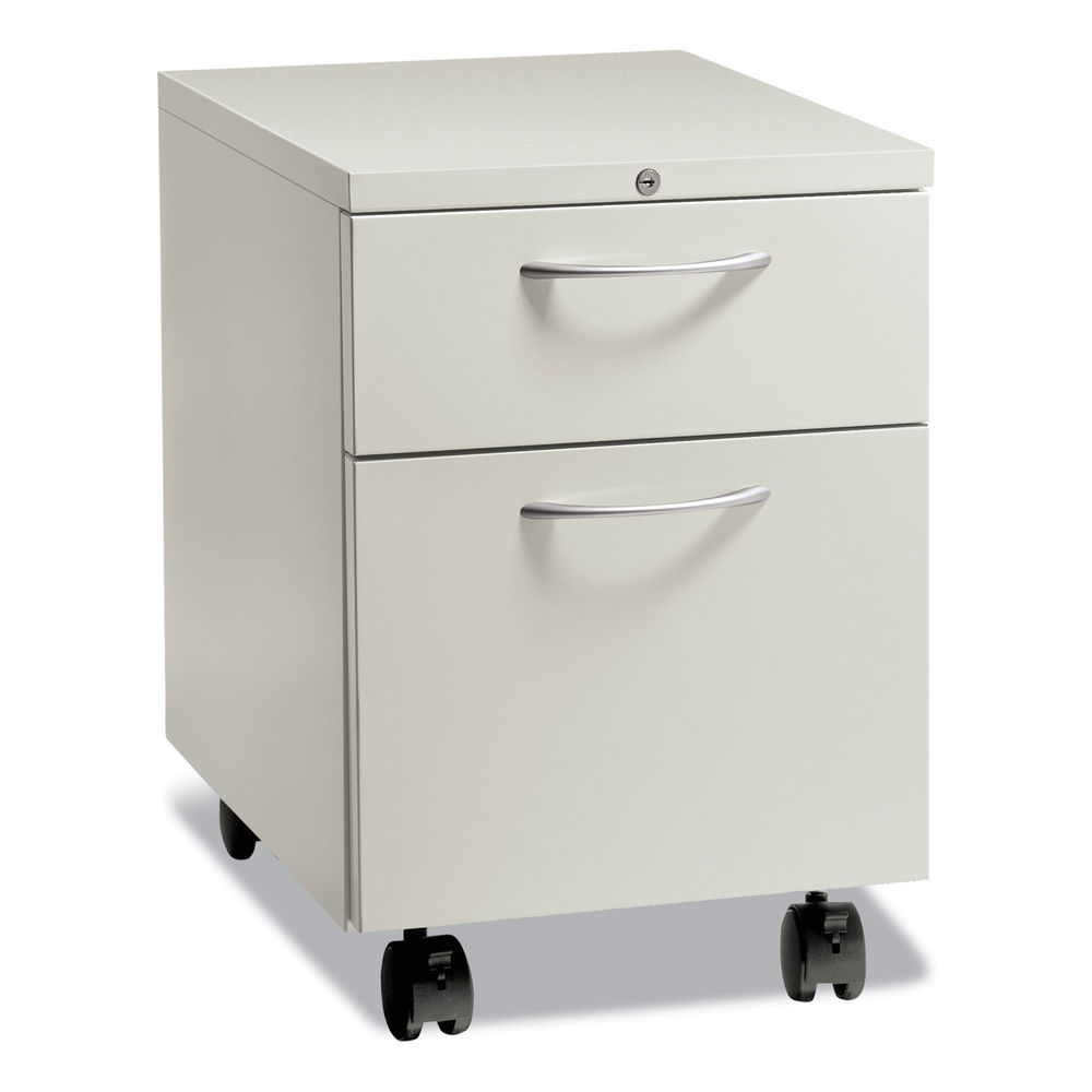 Fuse Mobile Slim Pedestal File, Left/Right, 2-Drawers: Box/File, Letter, Designer White, 10x23.25x21, Ships in 7-10 Bus Days