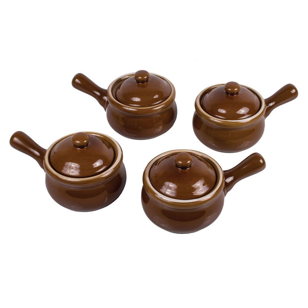 Stock Your Home 12 oz French Onion Soup Crock (4 Pack) -Two-Toned Brow