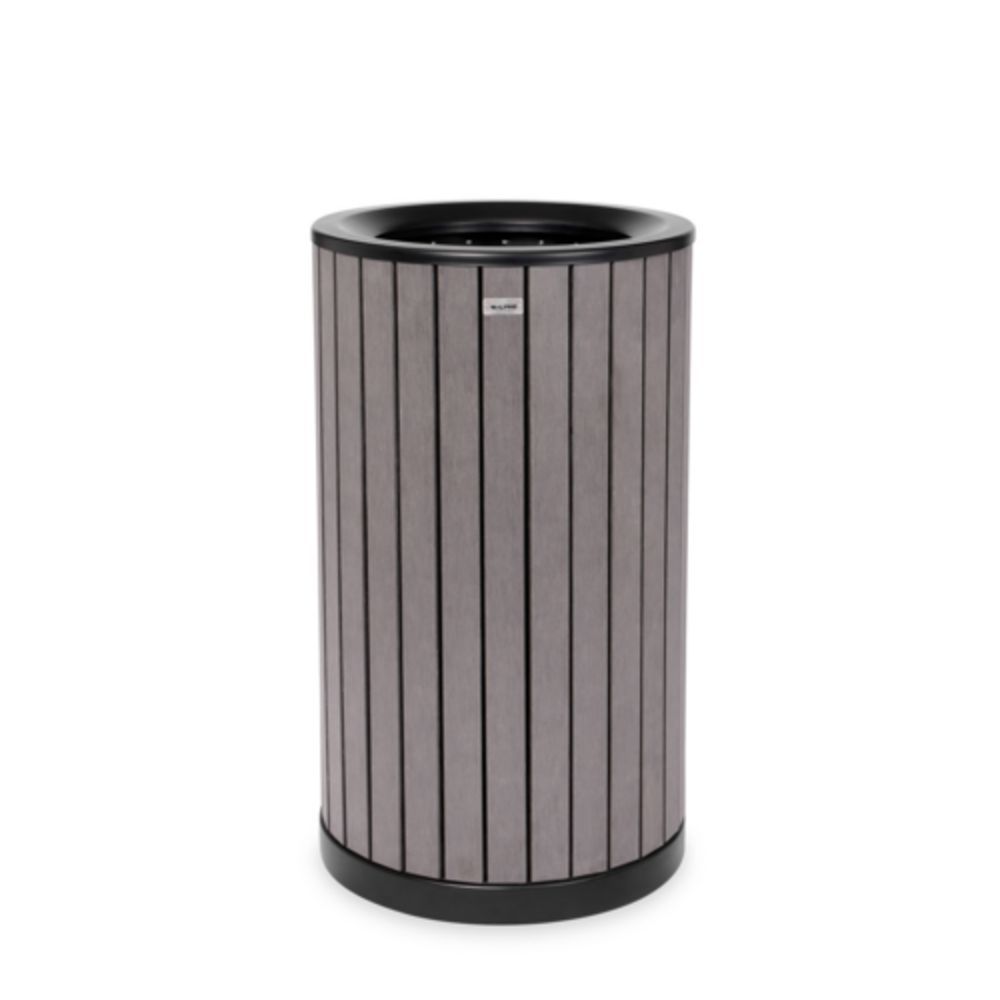 Alpine Industries 38 Gallon Outdoor Metal Slatted Trash Can with Rain Bonnet Lid