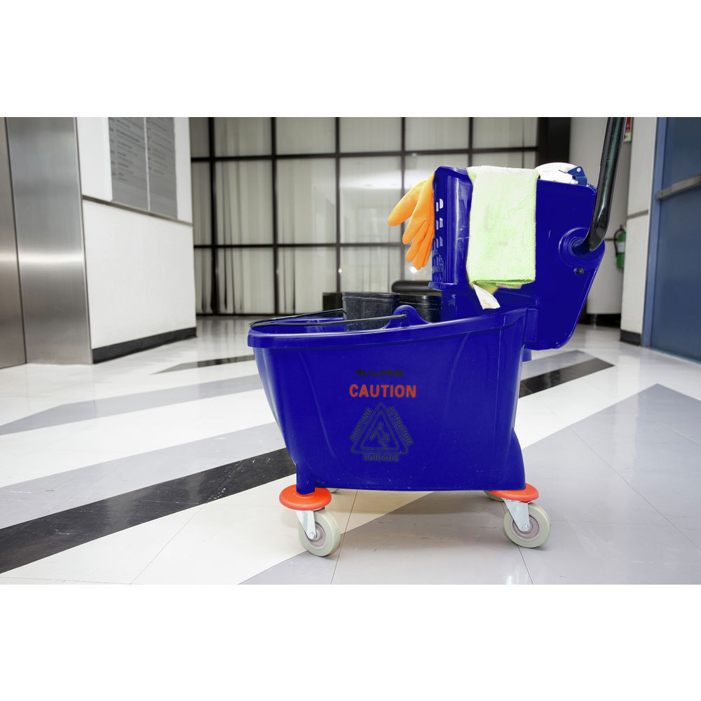 Alpine Industries Alpine 36 Qt Mop Bucket with Side Wringer, Blue