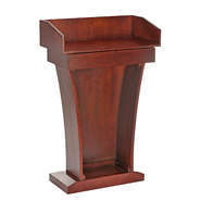 Adir Office Wood Stand-Up Podium Lectern with Drawer, Cherry Wood Grain