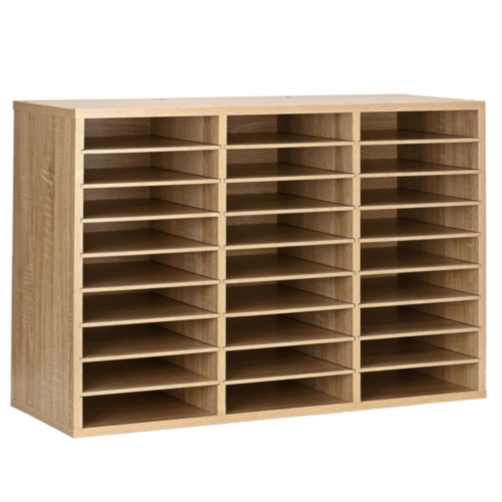 AdirOffice AdirOffice Medium Oak Wood 16 Extra-Wide Shelves Construction  Paper Organizer at