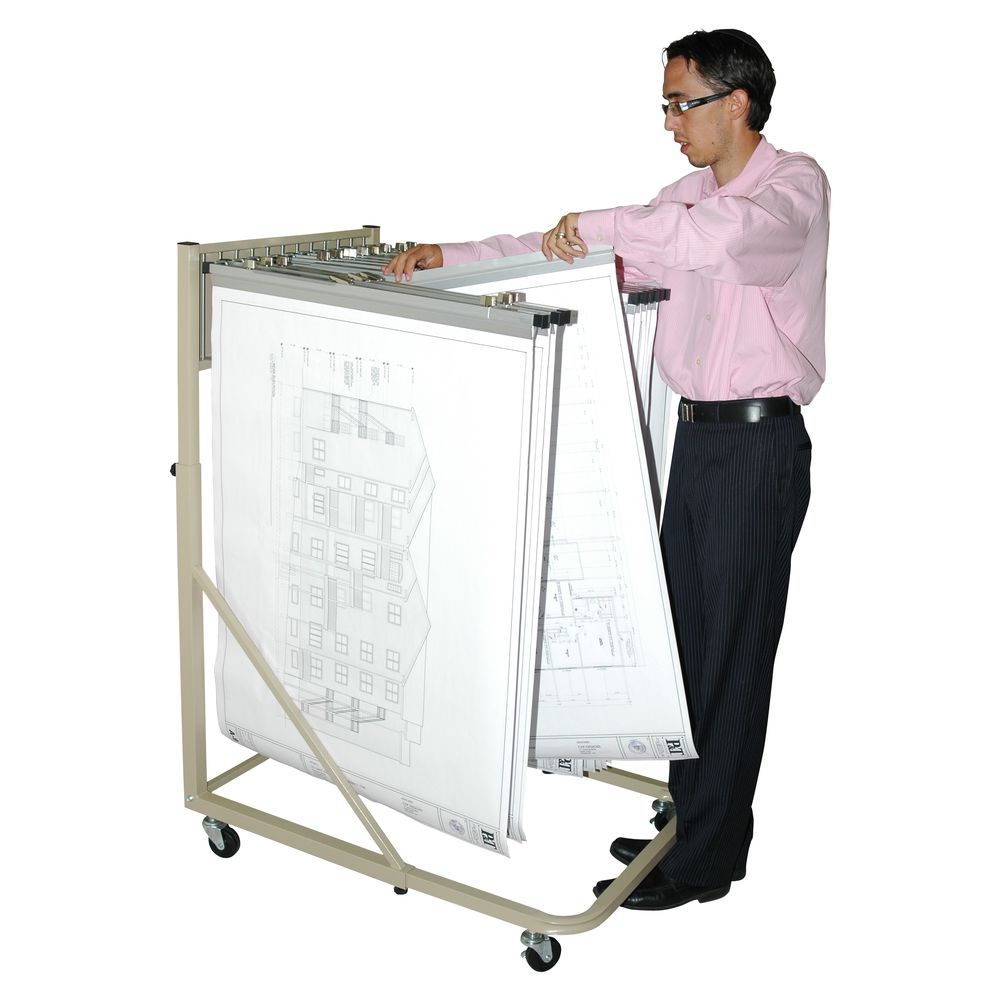 Adir Corp Vertical File Rolling Stand for Blueprints, Black