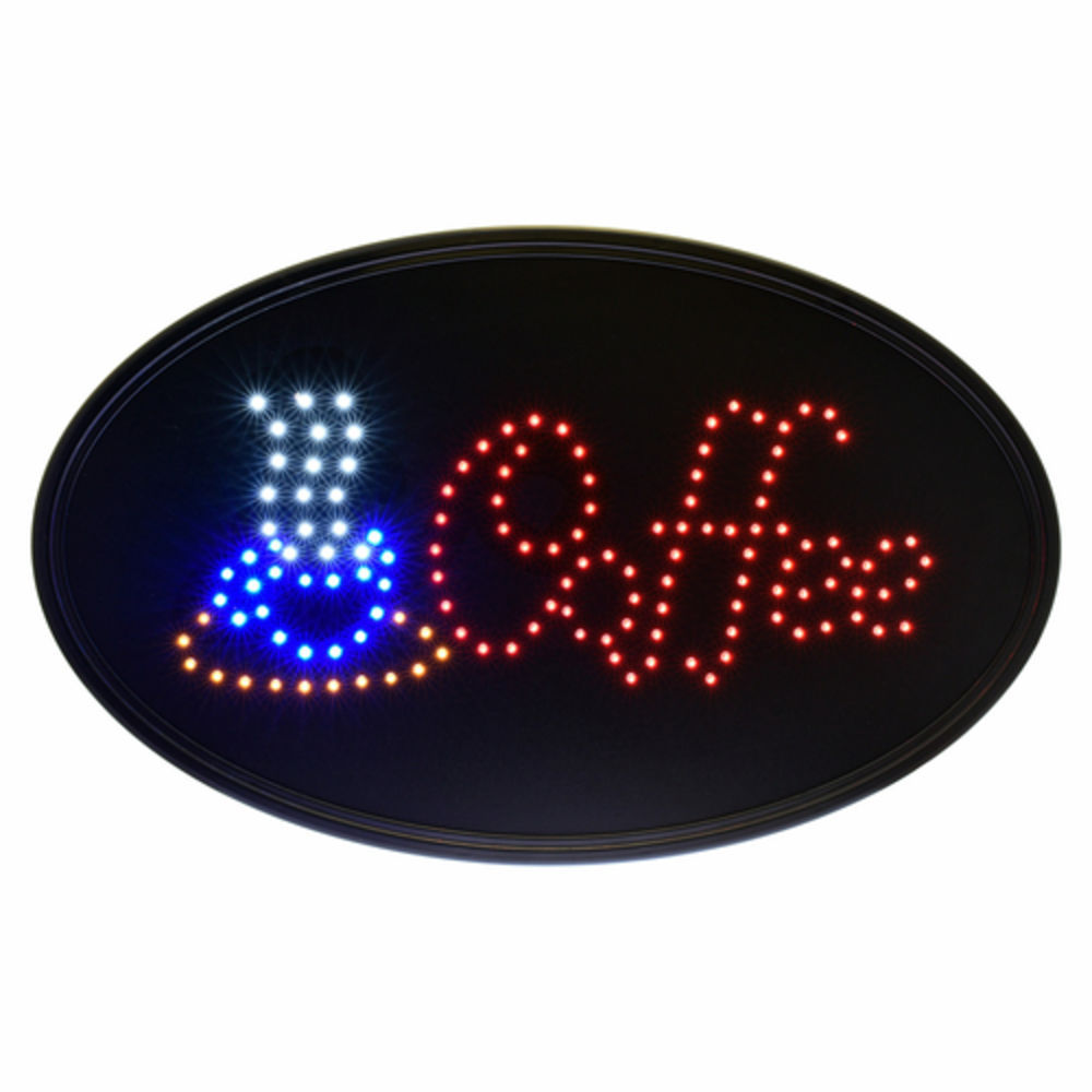 Alpine Industries LED Coffee Sign, Oval, 23 x 14