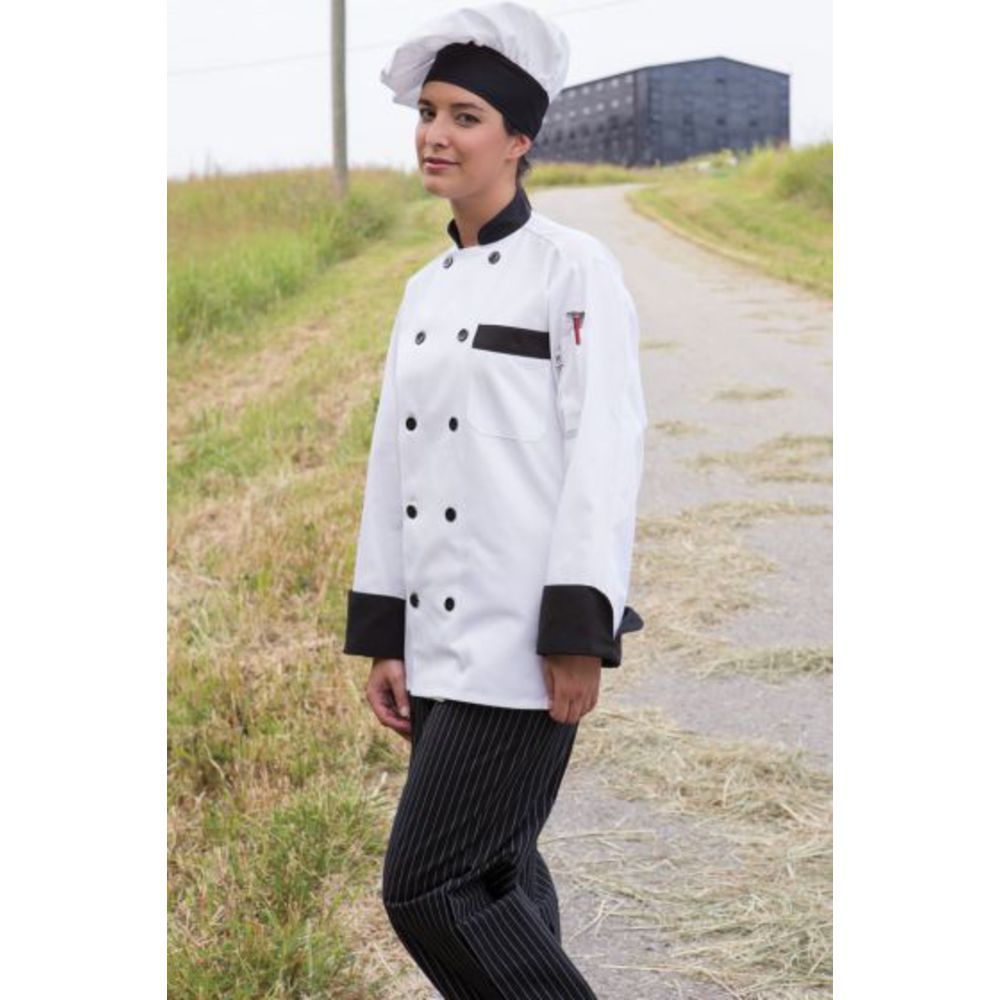 Uncommon Threads Classic Coats,White/Black,L Unisex chef coat