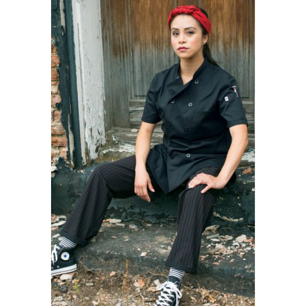 Uncommon Threads Women's BLACK Chef coat Short Sleeve 0478 Size X-Small 