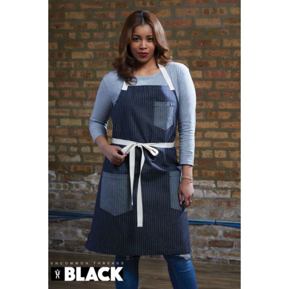 Uncommon Threads Black Line Bib Aprons,Black Cat Denim,One Size Bib Aprons