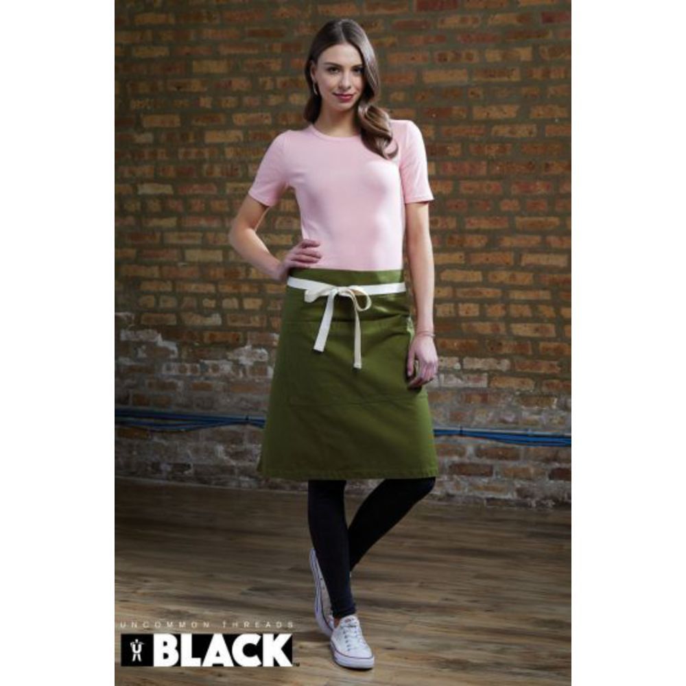 Threads Black Line Bistro Aprons,Moss Green Canvas,One Size