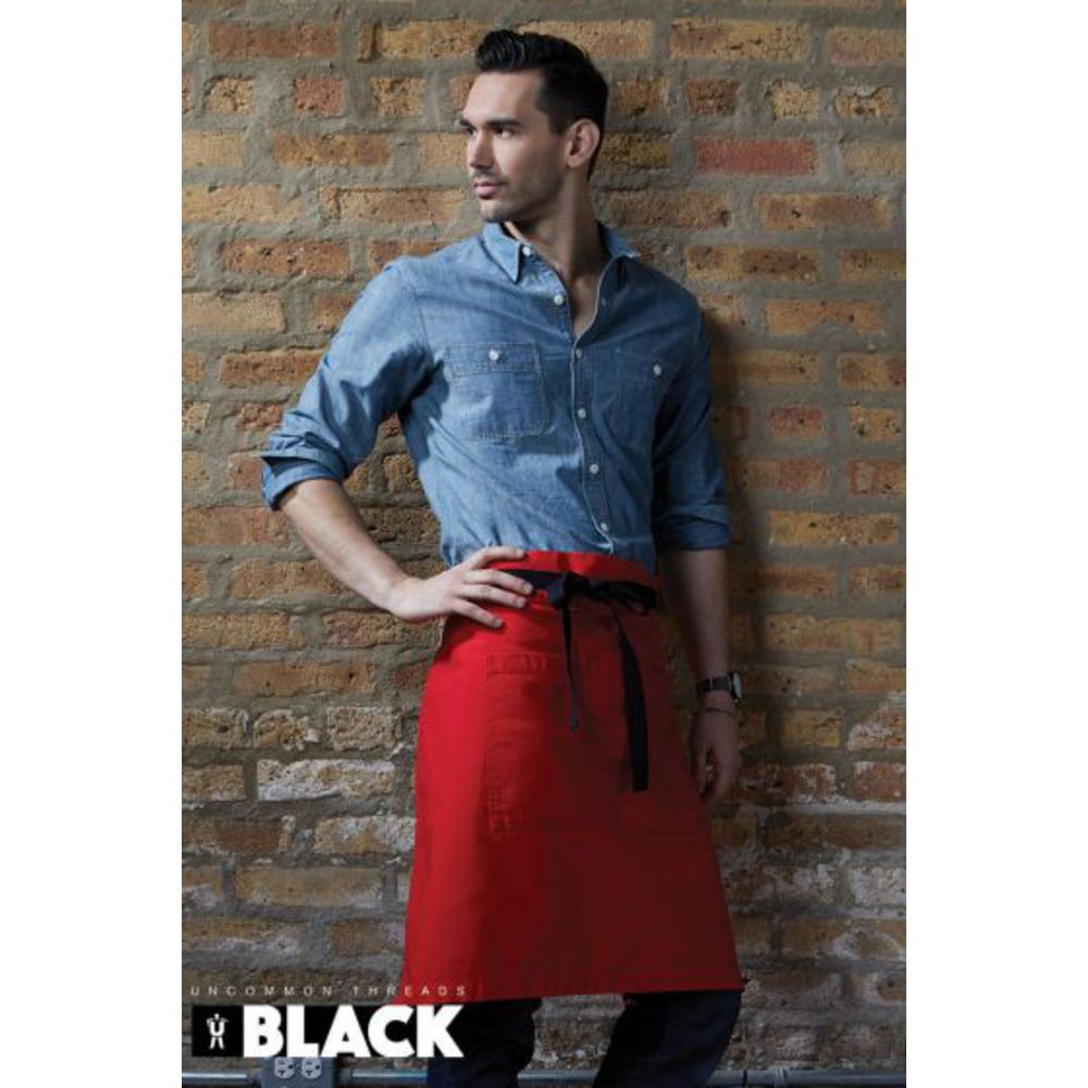 Uncommon Threads Black Line Bib Aprons,Red Canvas,One Size Bib Aprons