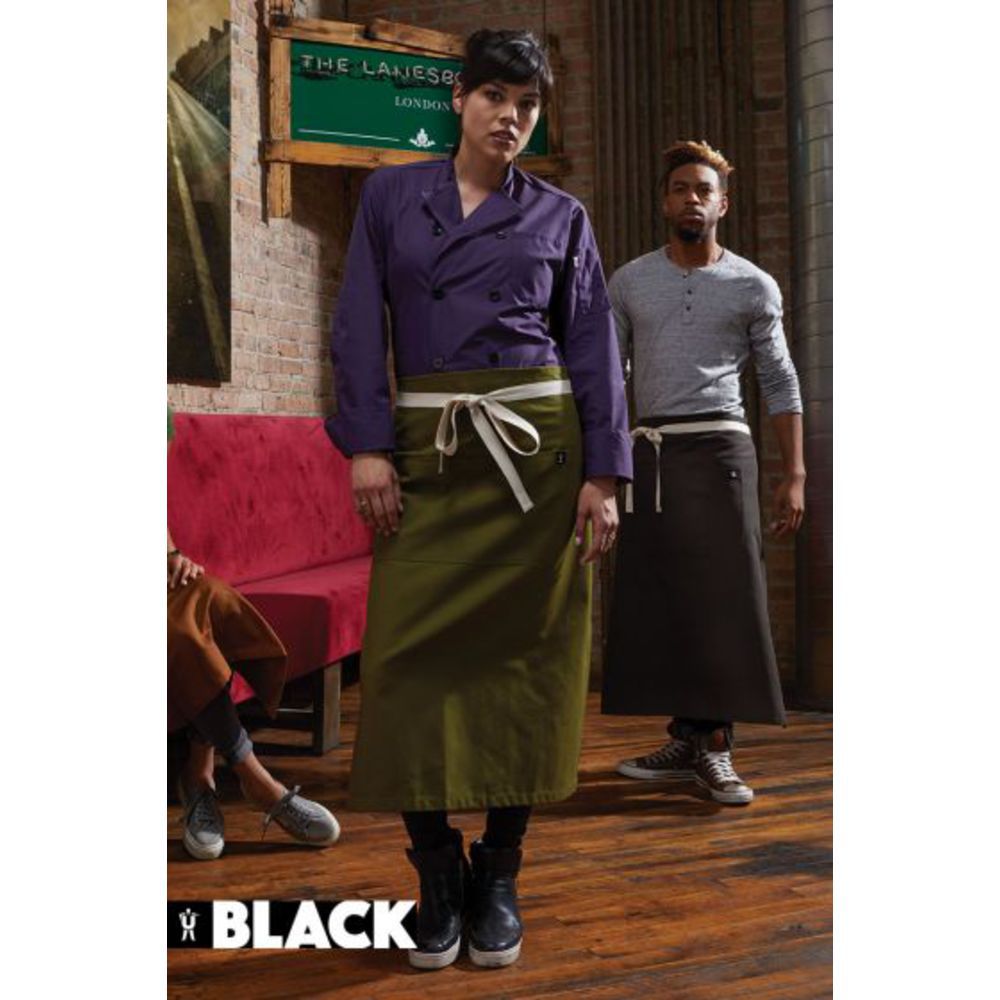 Threads Black Line Bistro Aprons,Moss Green Canvas,One Size