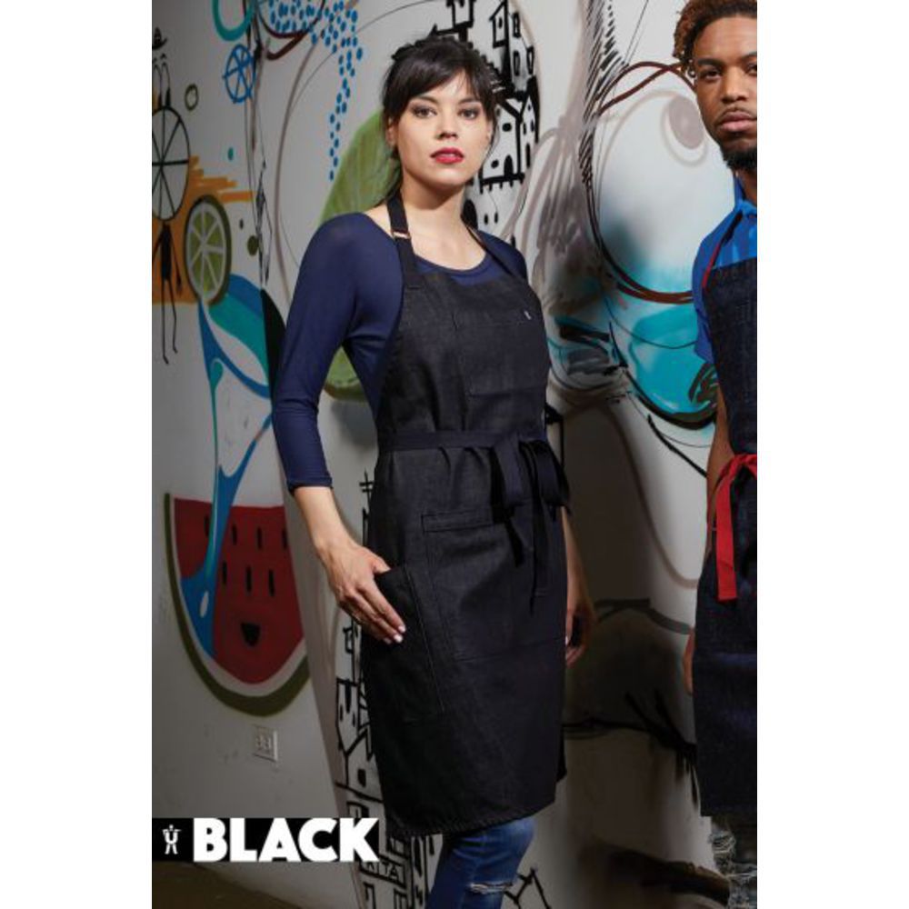 Threads Black Line Bib Aprons,Black Cat Denim,One Size Bib Aprons