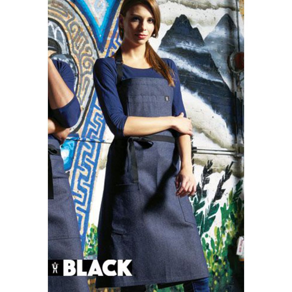 Threads Black Line Bib Aprons,Indigo Denim,One Size Bistro Apron