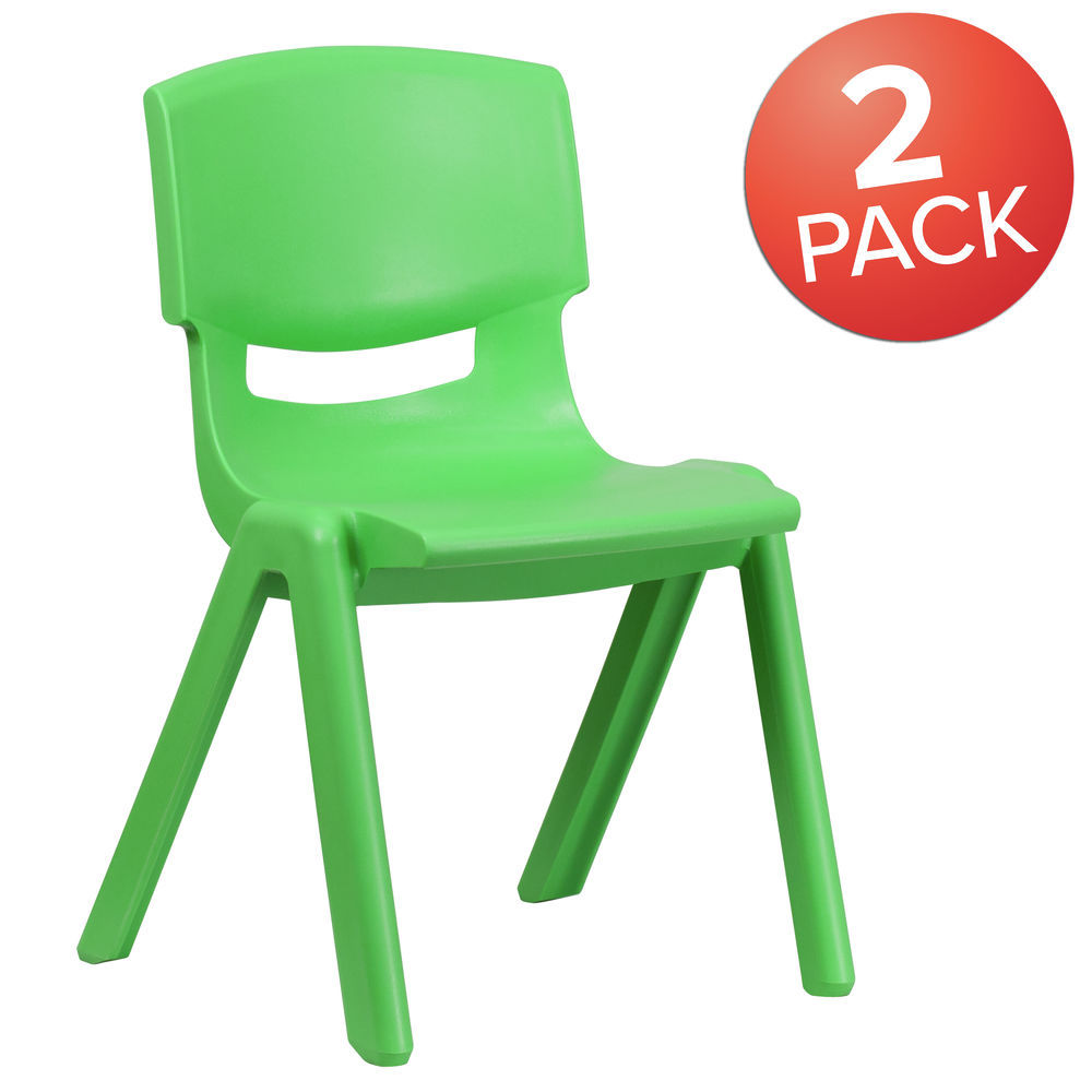 Flash Furniture Whitney 2 Pack Green Plastic Stackable School