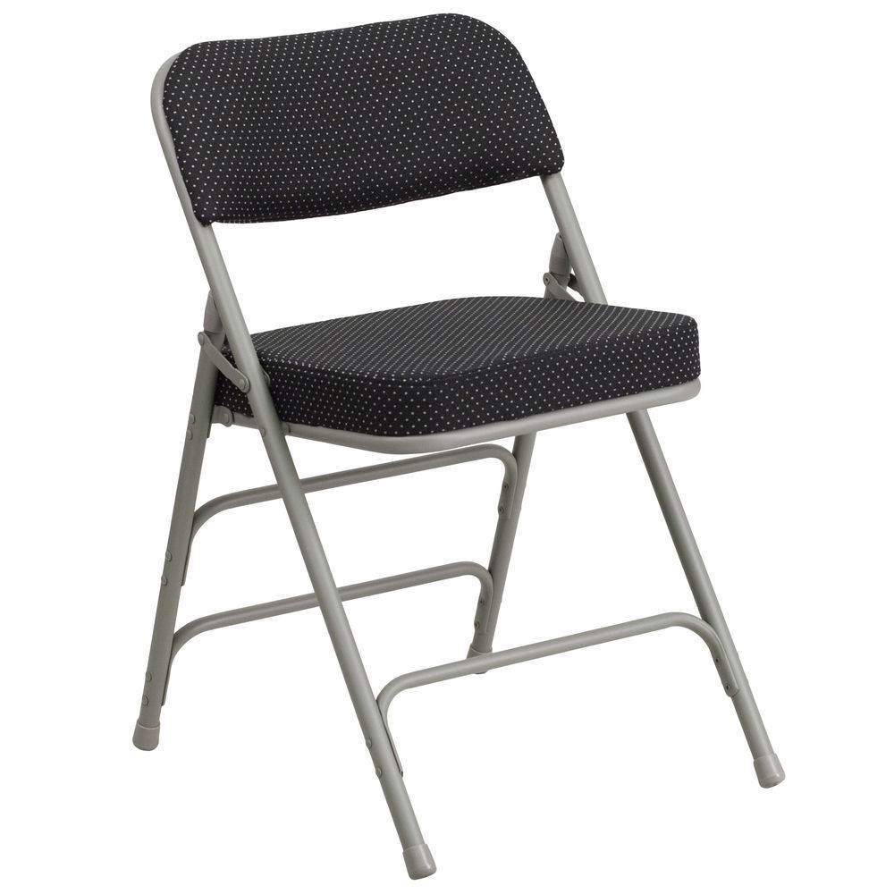 black padded folding chairs