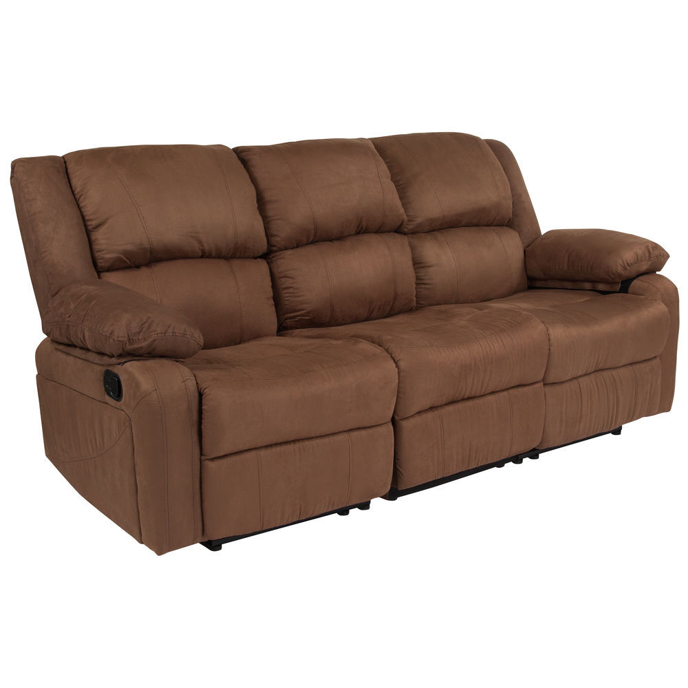 Flash Furniture Harmony Series Chocolate Brown Microfiber Sofa with Two  Built-In Recliners