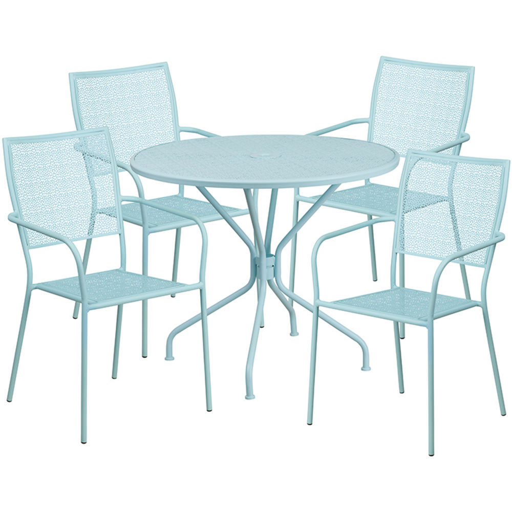 Round White Indoor-Outdoor Steel Patio Table NEW Flash Furniture 35.25 In 