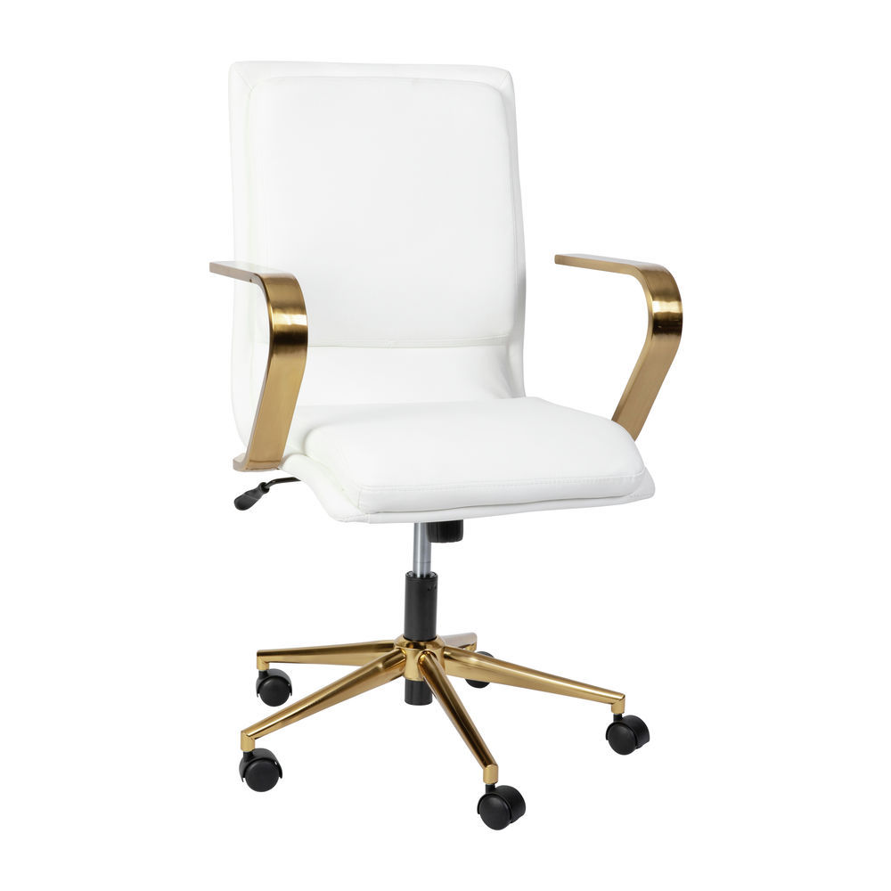 Flash furniture white and 2024 gold office chair