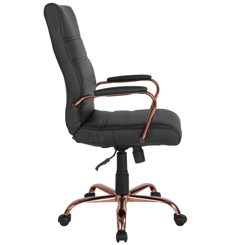 Flash furniture high back white leathersoft executive swivel office chair discount with gold frame and arms