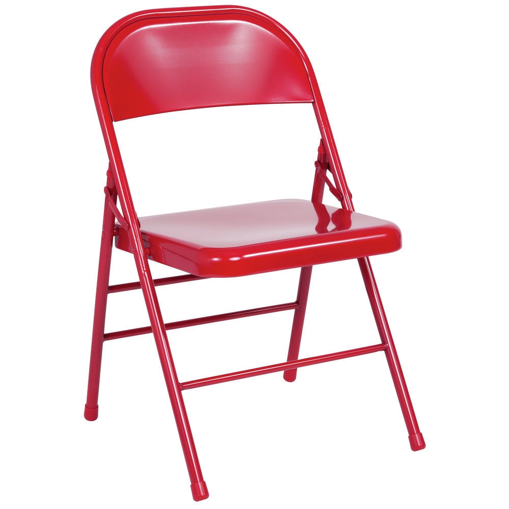 1 Pack Flash Furniture Red Hercules Series Triple Braced & Double Hinged Metal Folding Chair