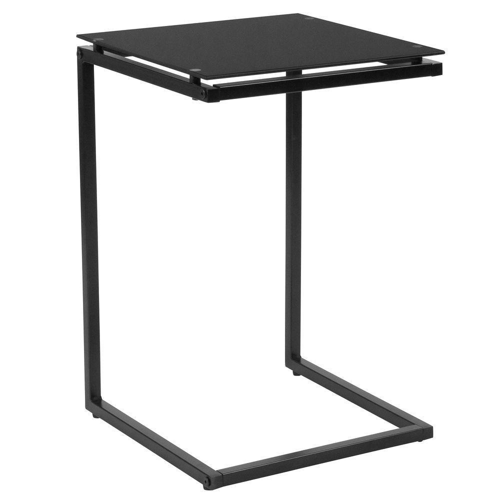 black metal pedestal side table
