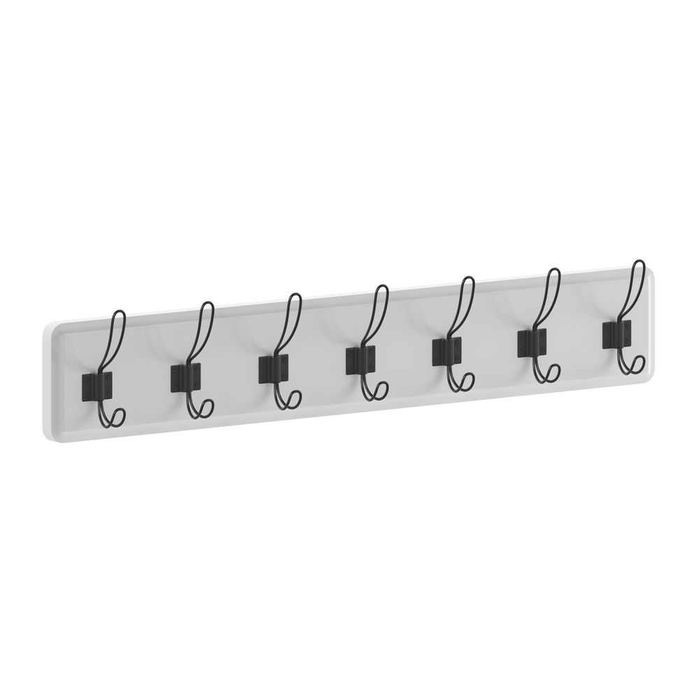 Flash Furniture Vintage Wall Mounted Storage Rack with 7 Hooks in Solid  White Finish
