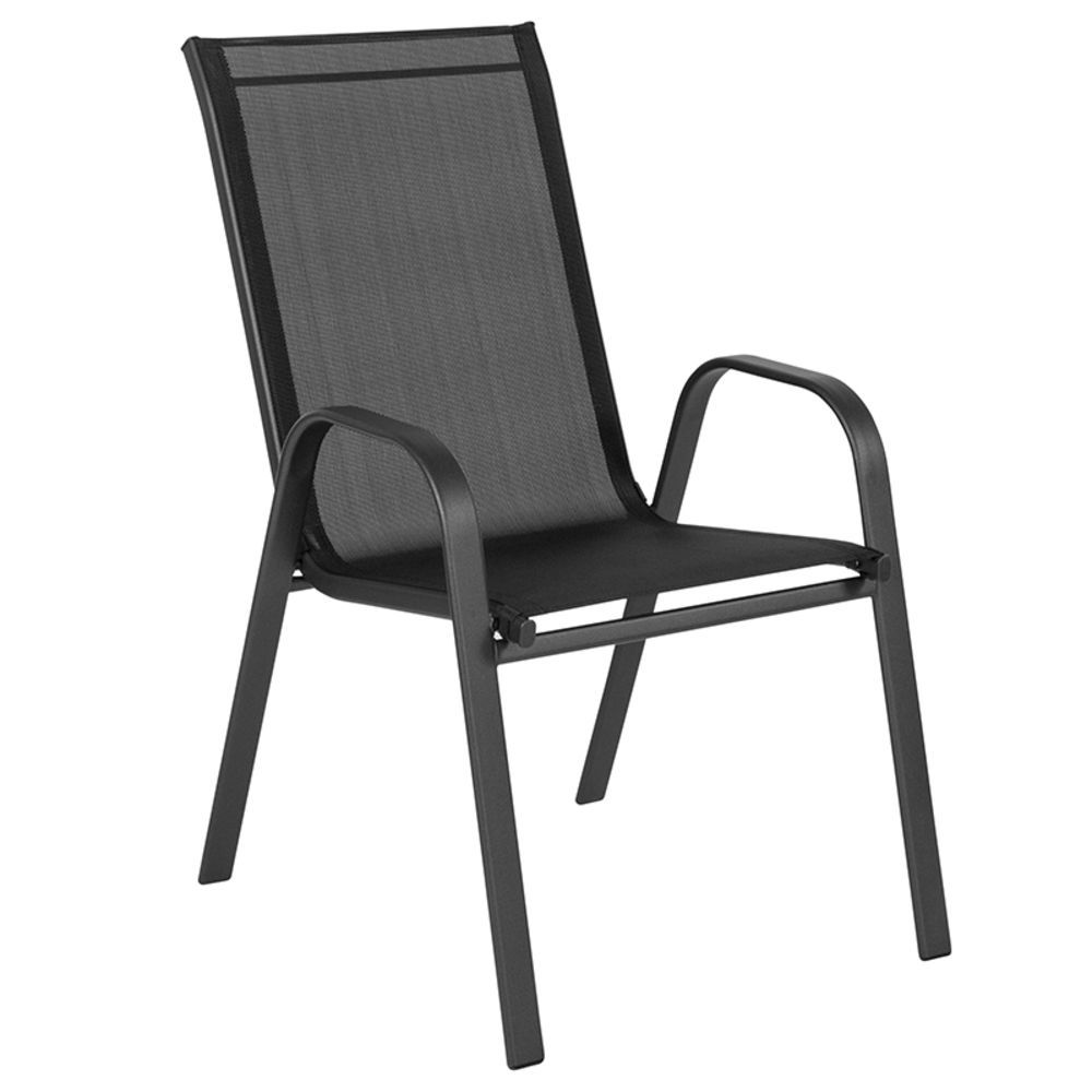 Flash Furniture Brazos Series Black Outdoor Stack Chair With Flex Comfort Material And Metal Frame Jj 303c Gg