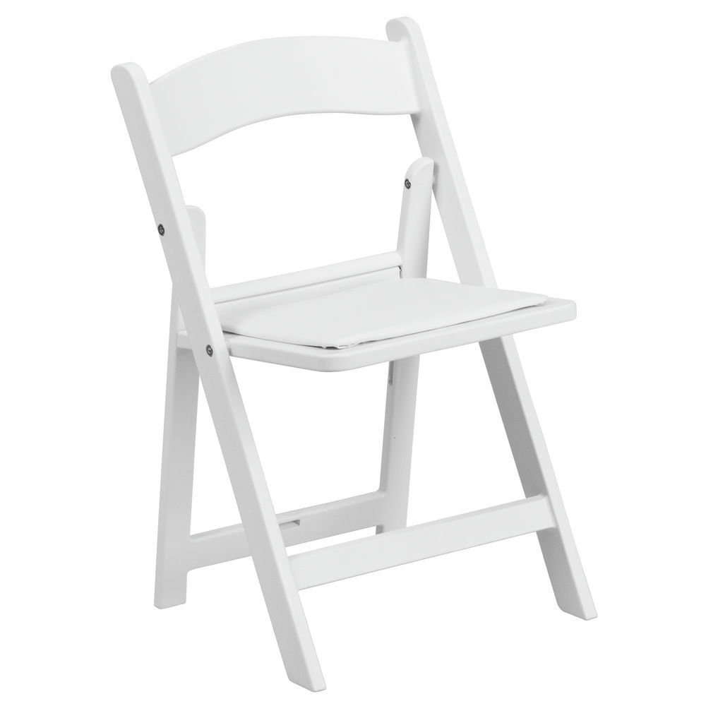 Flash Furniture Kids White Resin Folding Chair with White Vinyl Padded Seat