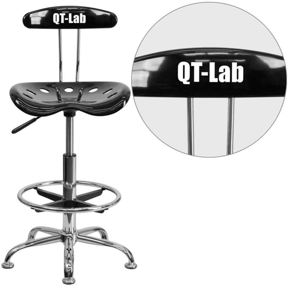 Flash Furniture Vibrant Black and Chrome Drafting Stool with Tractor Seat