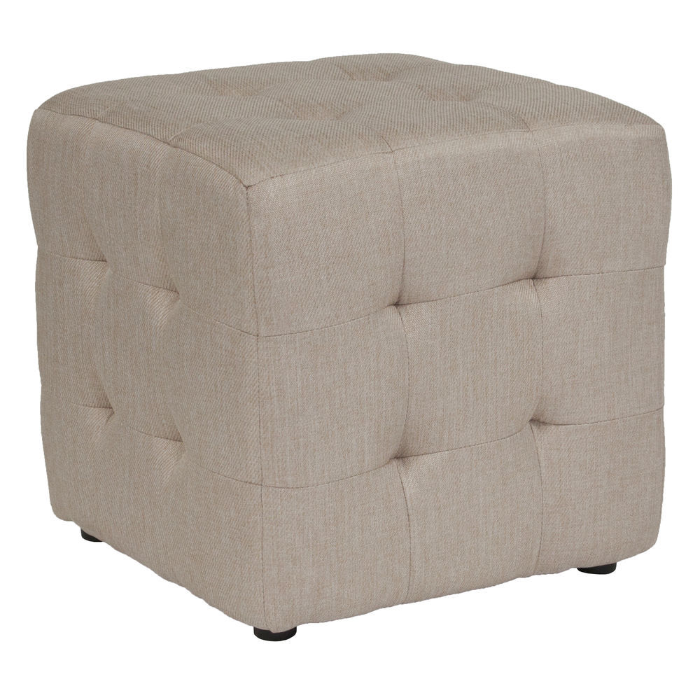 Flash Furniture Ascalon Upholstered Ottoman Pouf in Brown Fabric