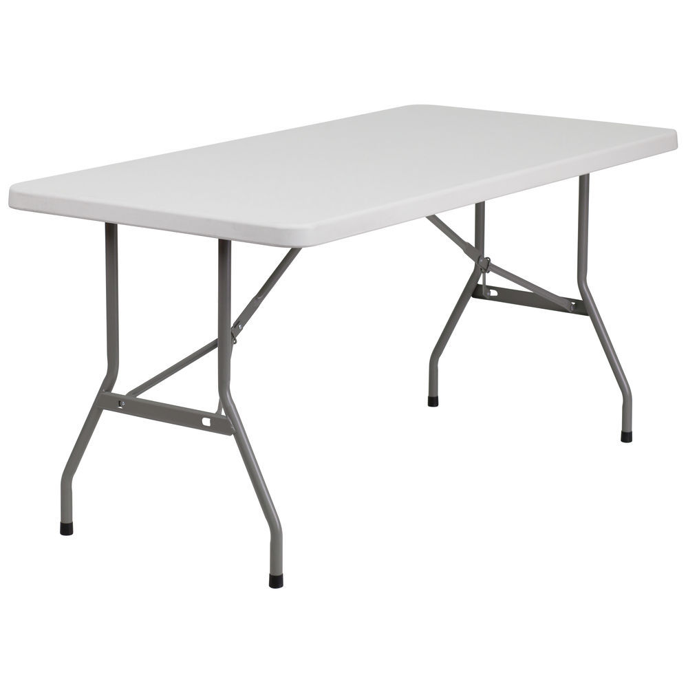Flash Furniture 30''W by 60''L Granite White Plastic Folding Table 