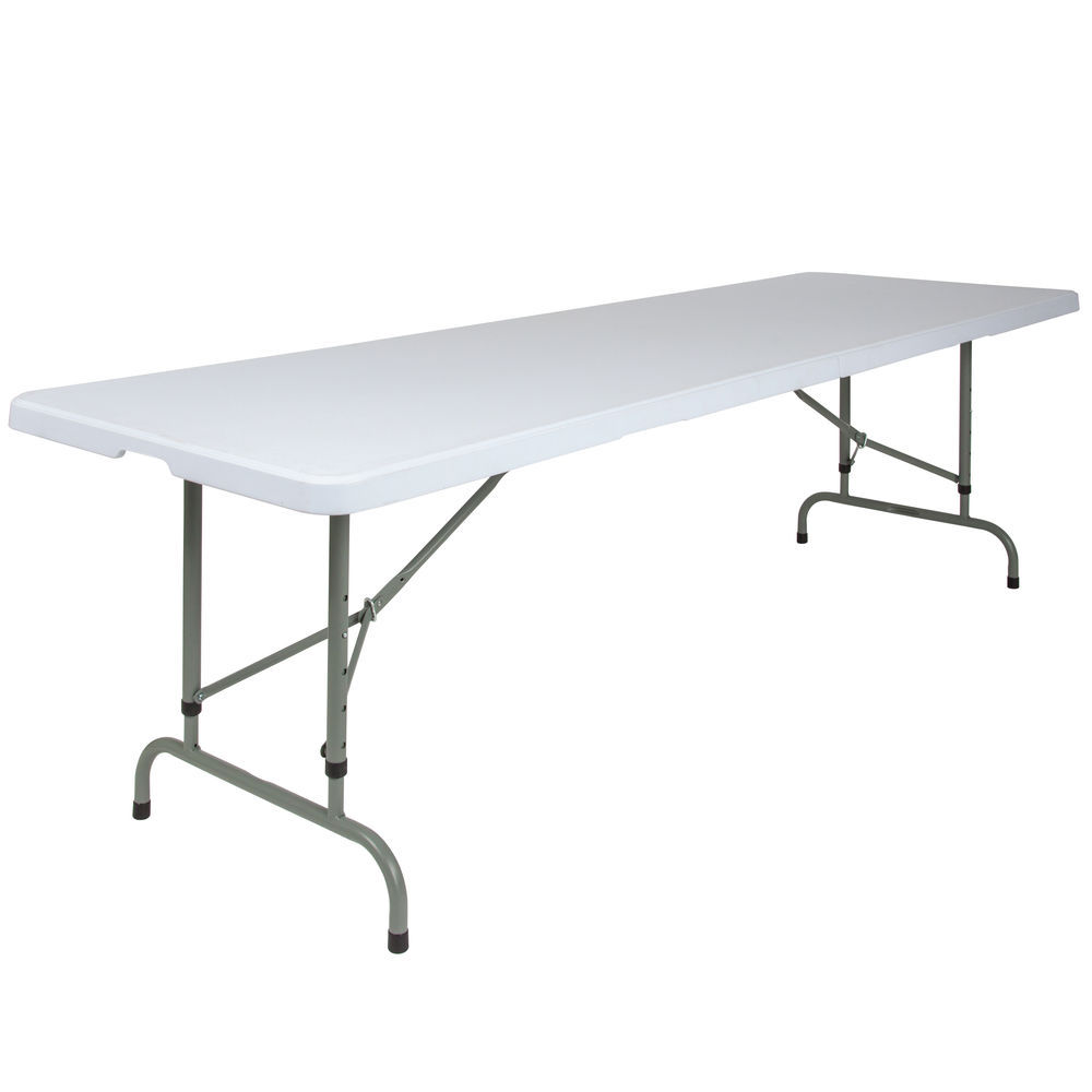Flash Furniture 30W x 72L Height Adjustable Granite White Plastic Folding Table 