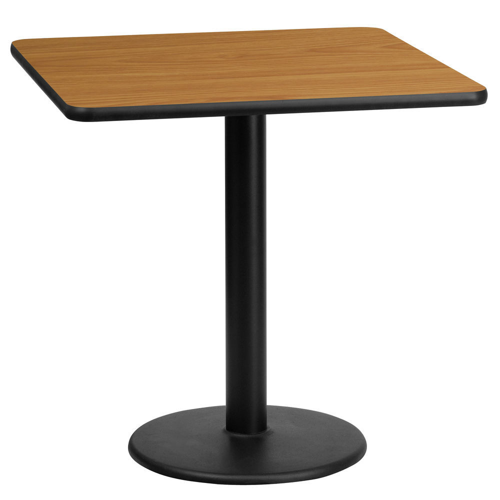Flash Furniture 24-Inch Square Natural Laminate Table Top with 18-Inch Round Table Height Base
