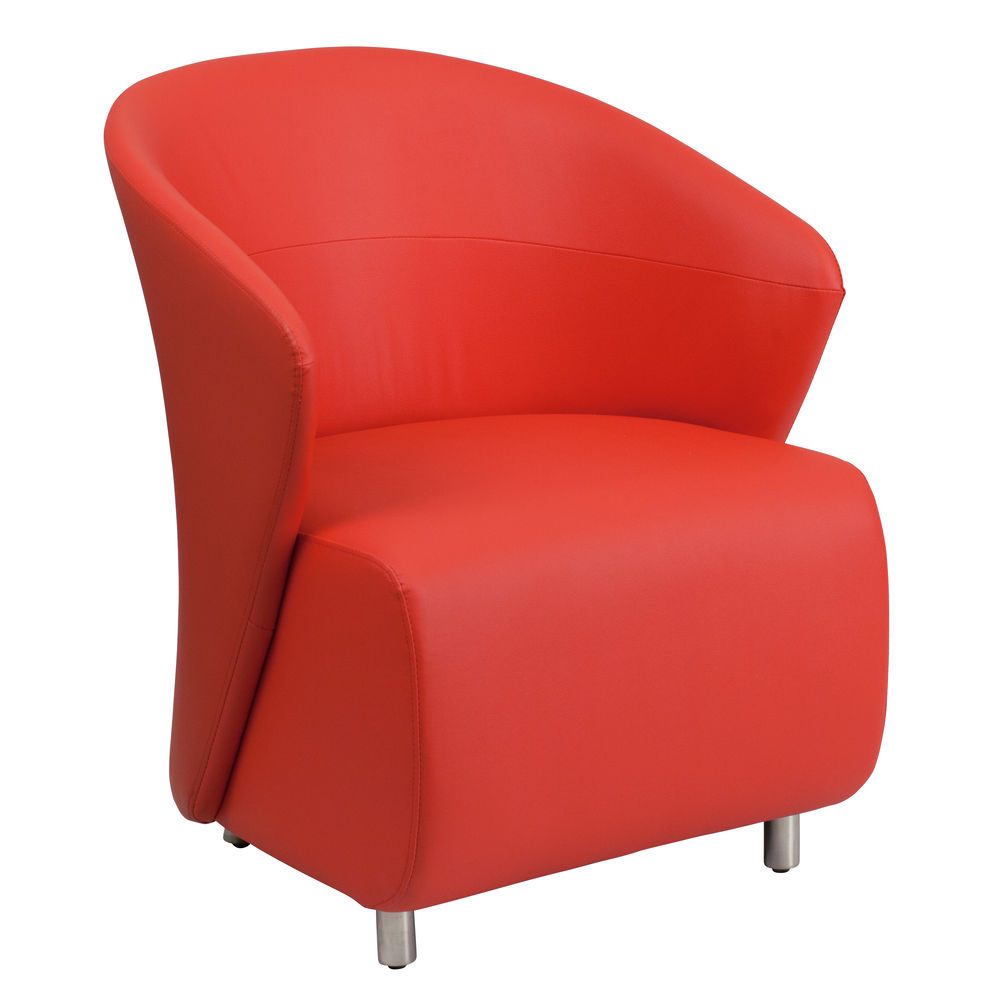 Flash Furniture Red Leather Curved Barrel Back Lounge Chair