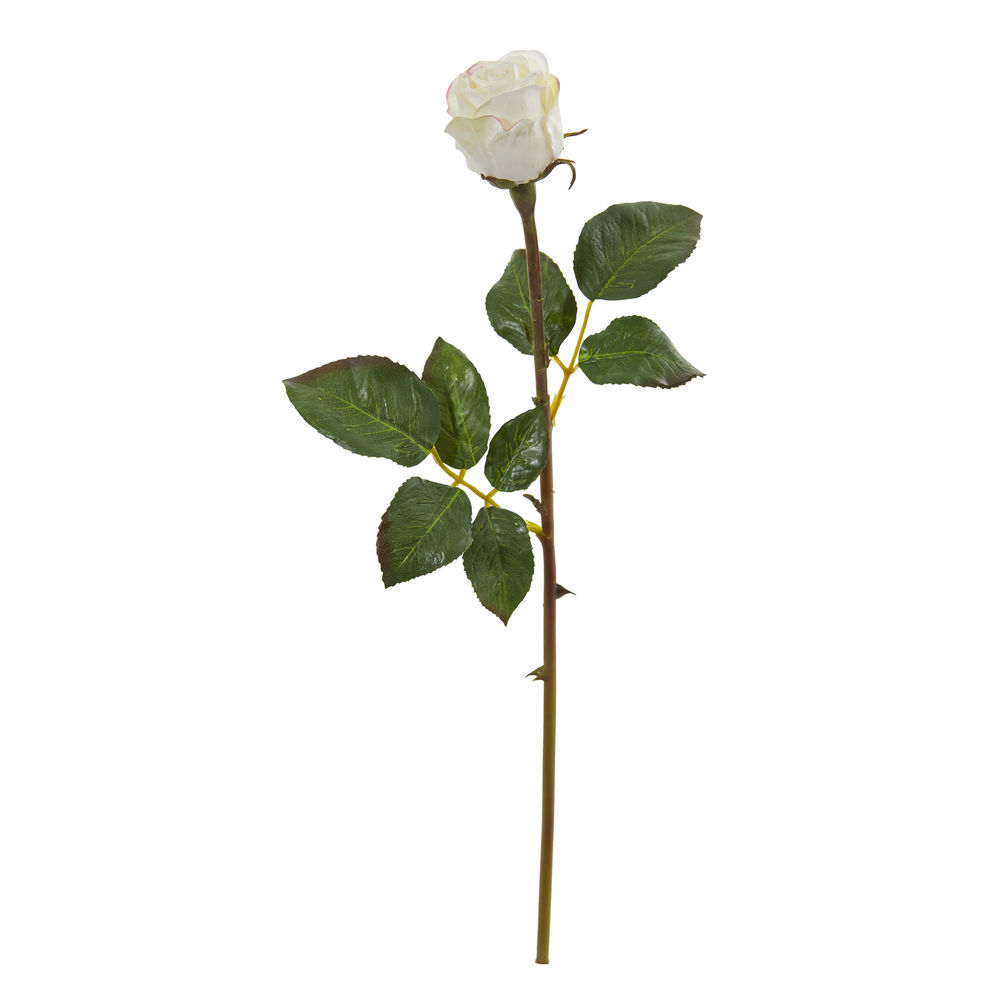 Nearly Natural 20in. Rose Bud Artificial (Set of 12) Silk Flowers, White