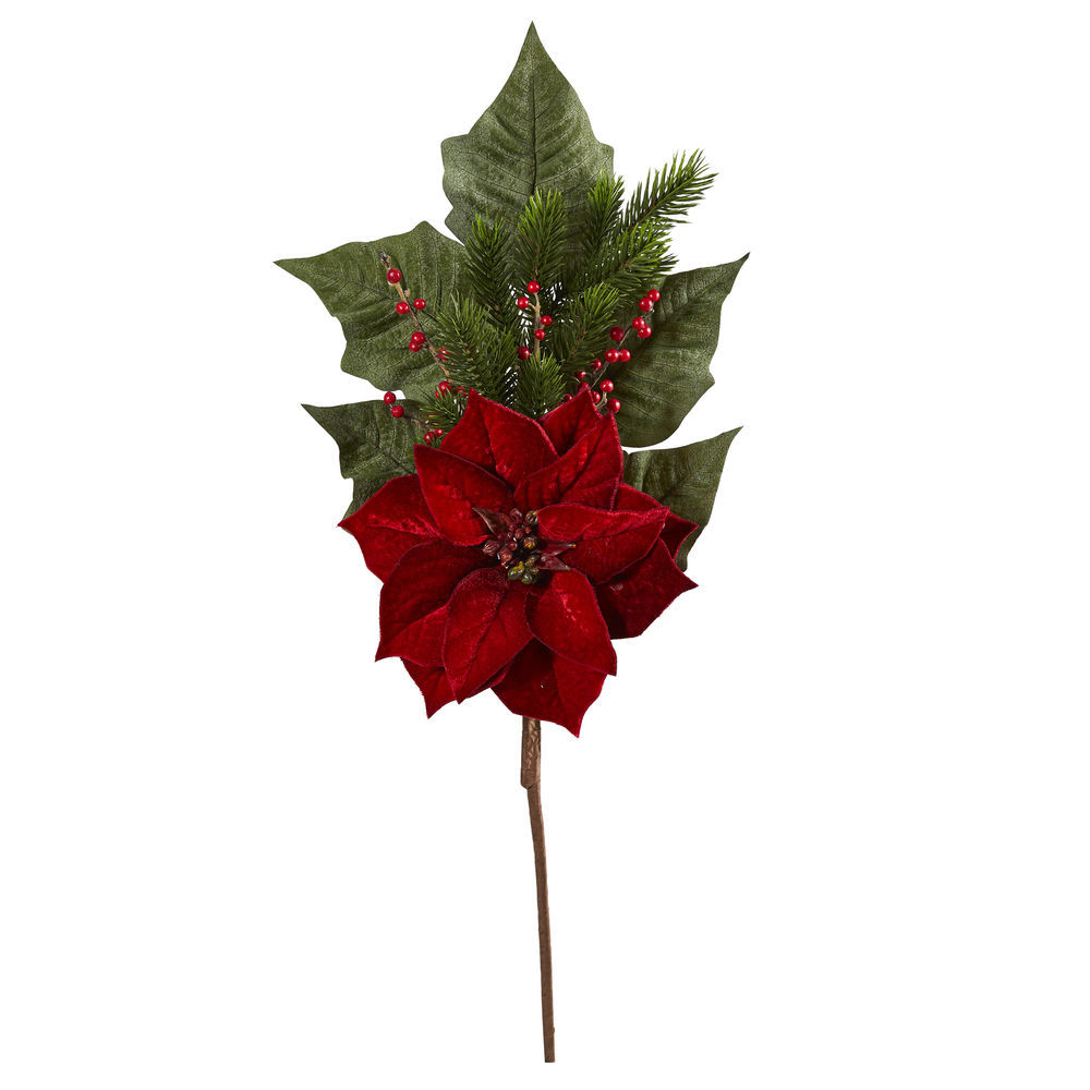 Nearly Natural 32 Poinsettia Artificial Plant, Red