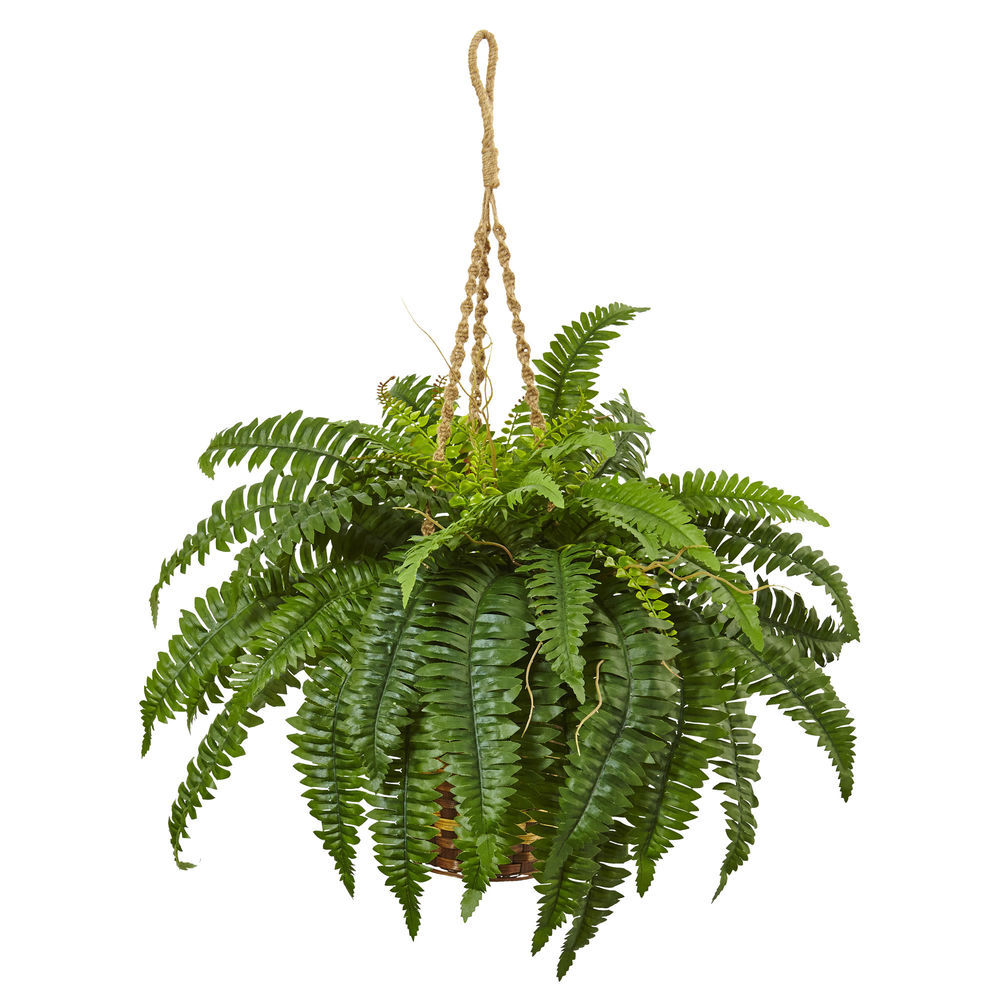 Nearly Natural 50in. Giant Boston Fern Artificial Plant in Hanging Cone