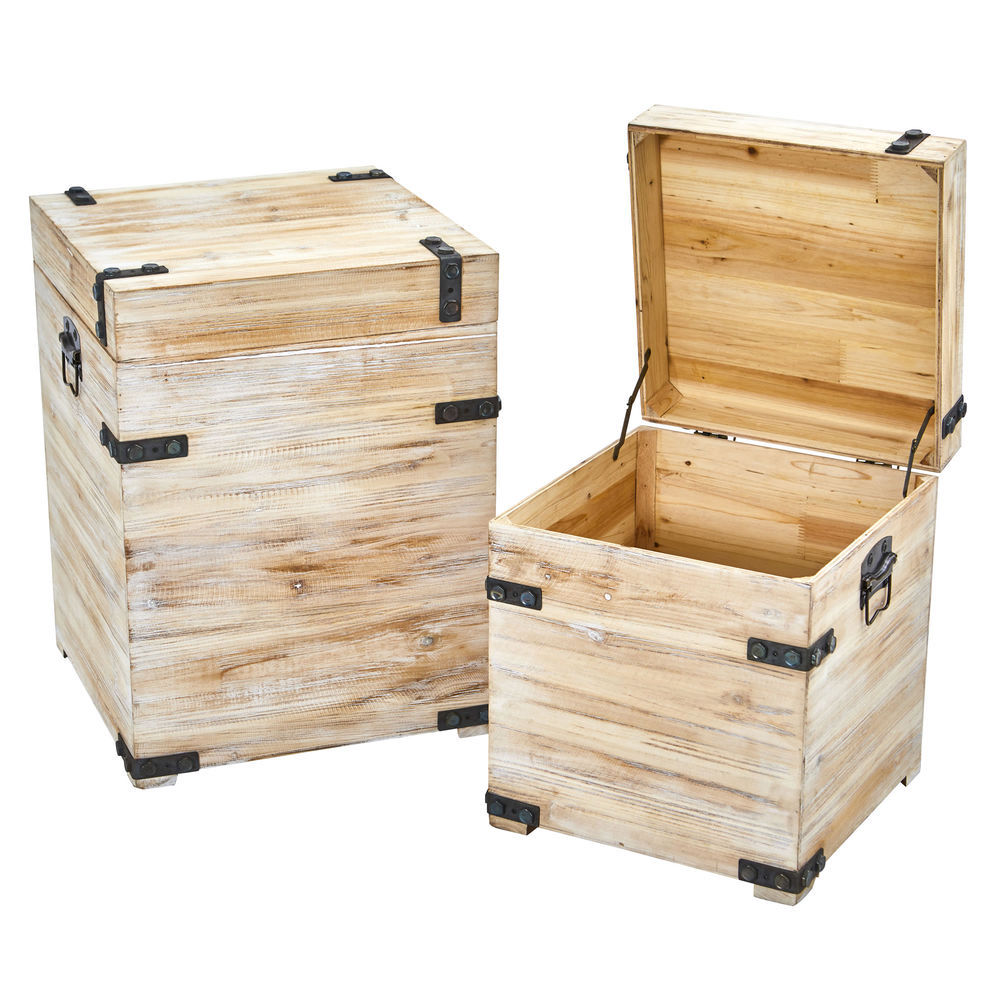 Nearly Natural Decorative Storage Boxes With Metal Detail Set Of 2