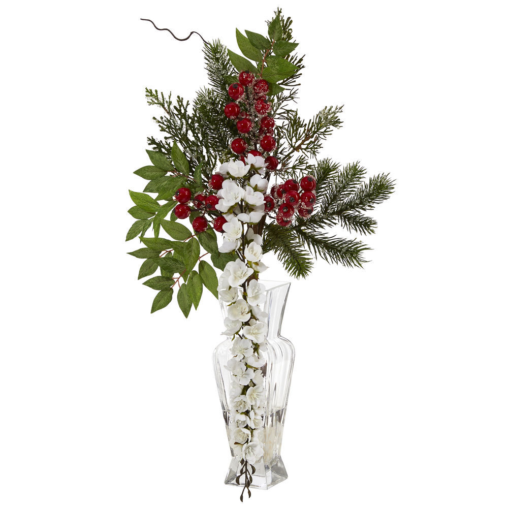 Wisteria Artificial Arrangement in White Vase Nearly Natural 26in