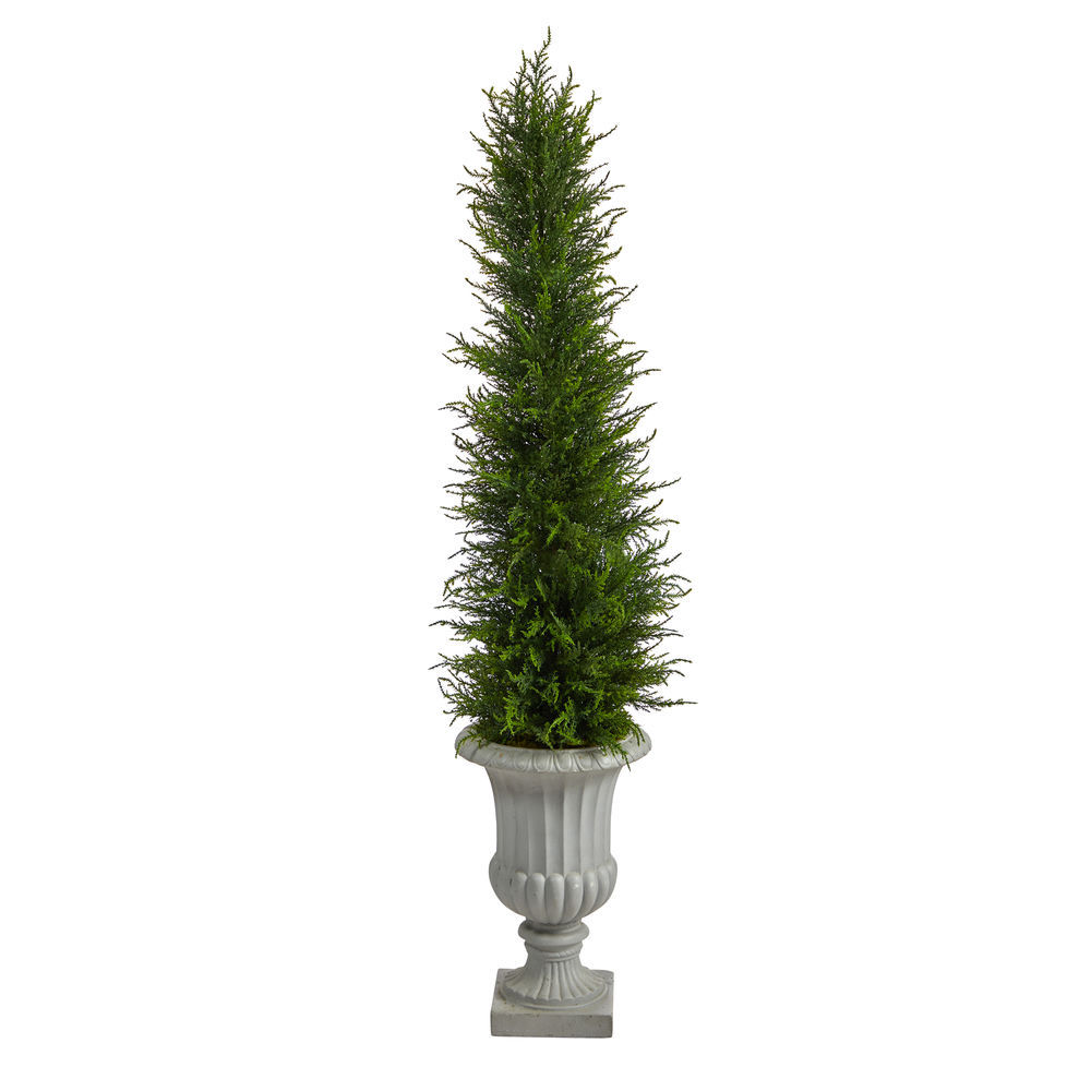 Nearly Natural 4.5 Ft. Cypress Artificial Tree in Decorative Urn UV ...